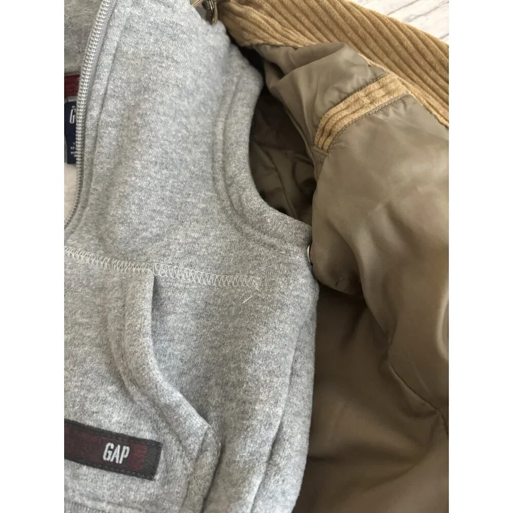 GAP Zip & Button Long Sleeve Brown Corduroy Hooded Jacket Toddler 12/18 Months
